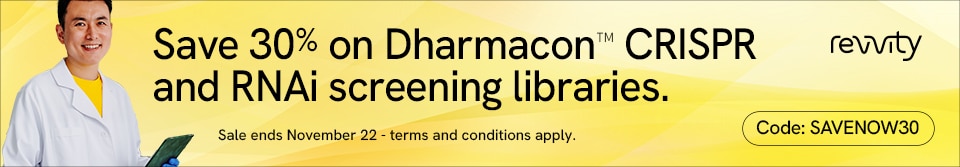 2025 Dharmacon libraries promo banner - code SAVENOW30