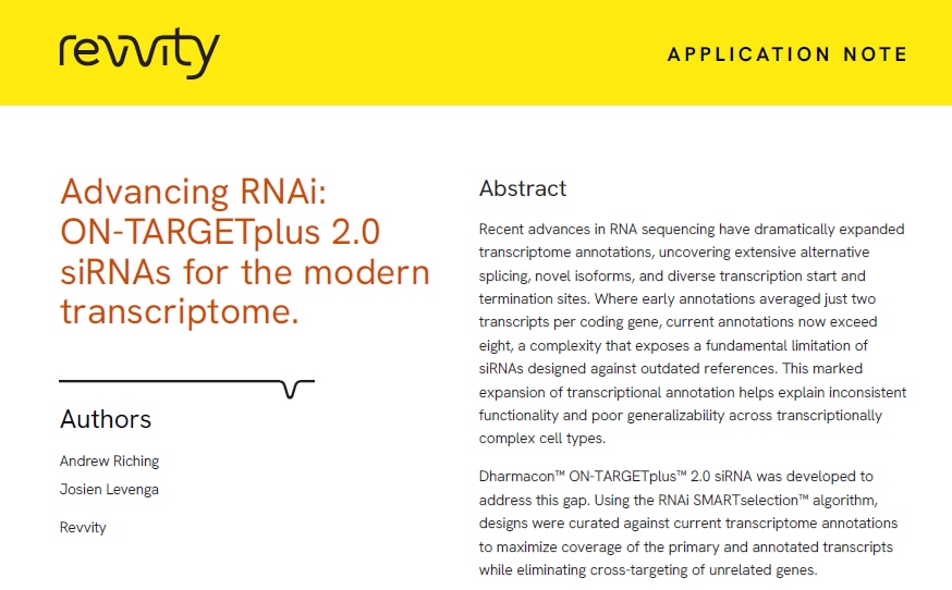 Advancing RNAi: ON-TARGETplus 2.0 siRNAs for the modern transcriptome