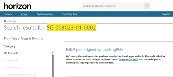 search by catalog number