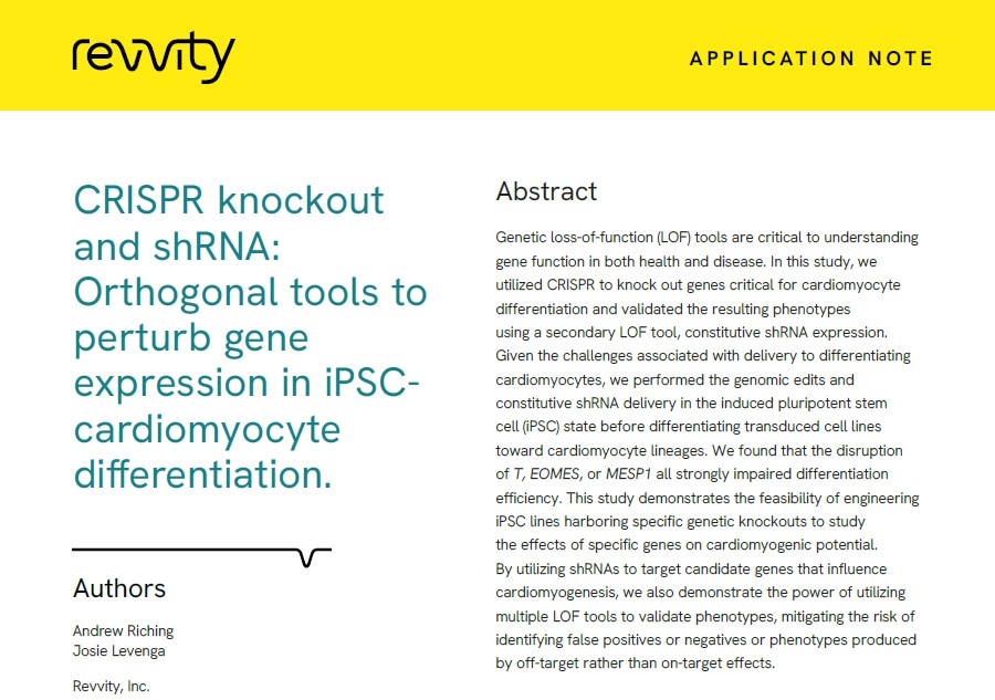CRISPR knockout and shRNA: Orthogonal tools to perturb gene expression in iPSC cardiomyocyte differentiation - Application note